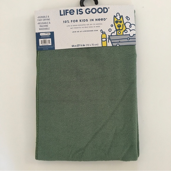 NEW Life Is Good Pet Drying Towel Dog Ultra Absorbent Microfiber Green Leaves - Picture 5 of 8